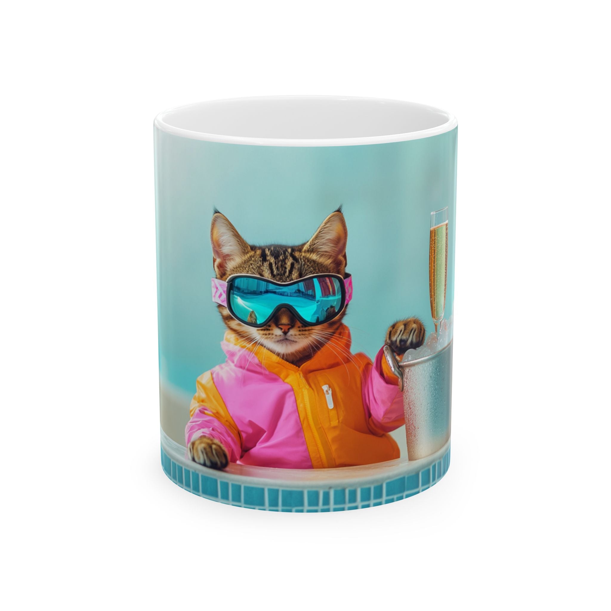 Turkish Shorthair Ski Resort Celebration Cat Art