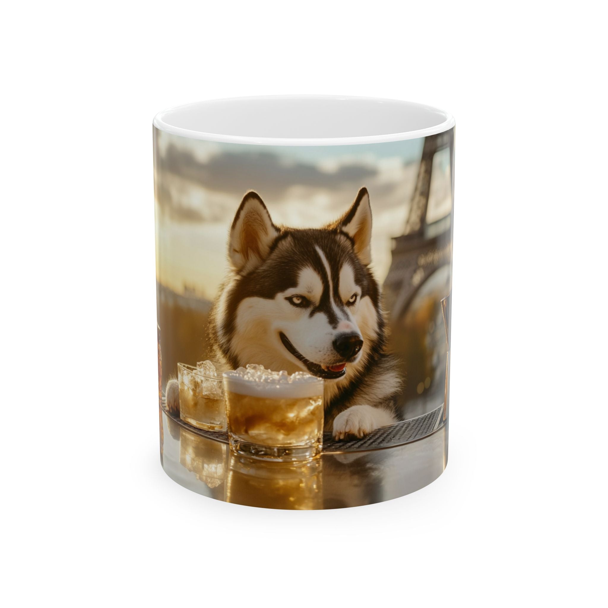 Alaskan Malamute Golden Hour Cocktails Dog Art