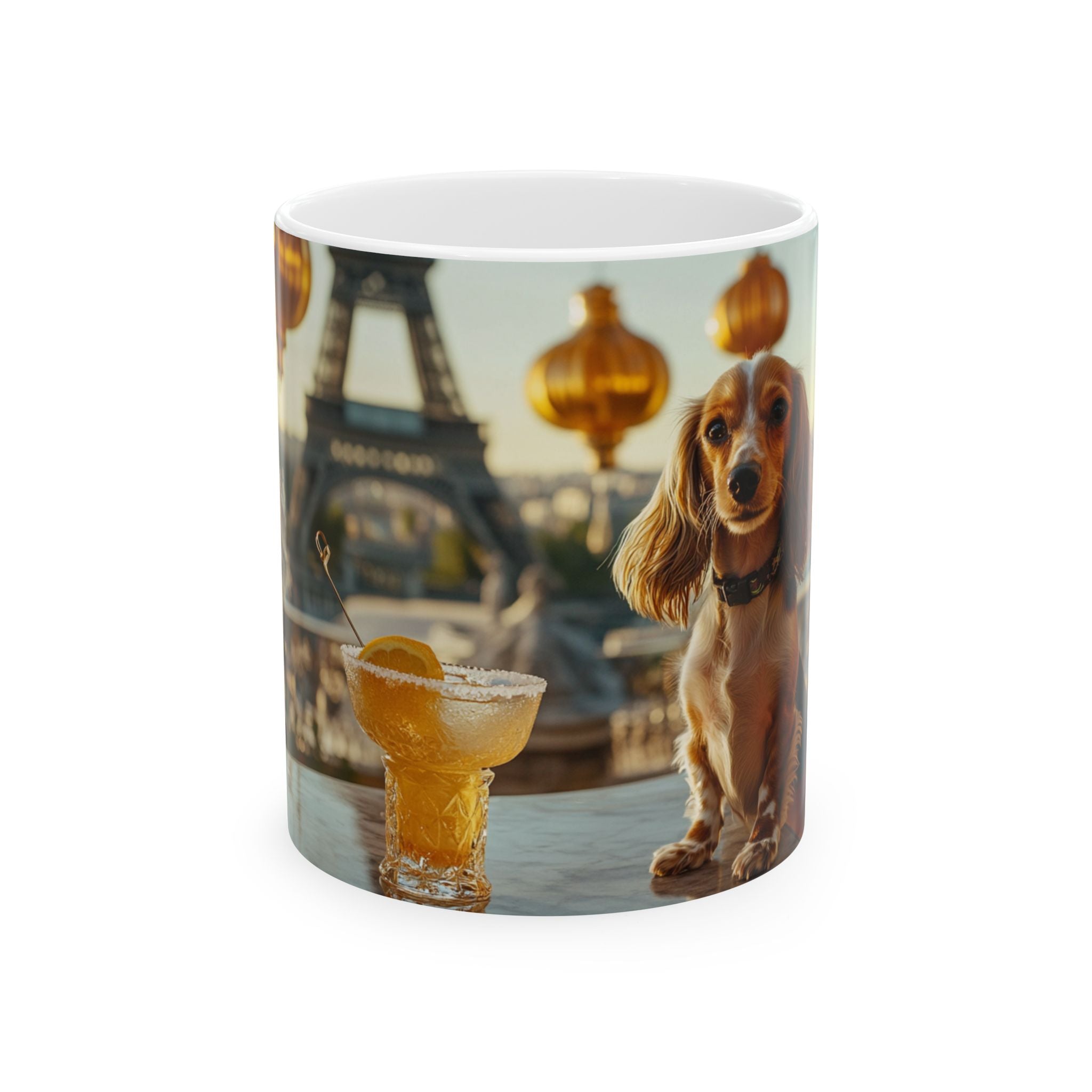 Long-haired Dachshund Hotel Paris Cocktail Dog Art