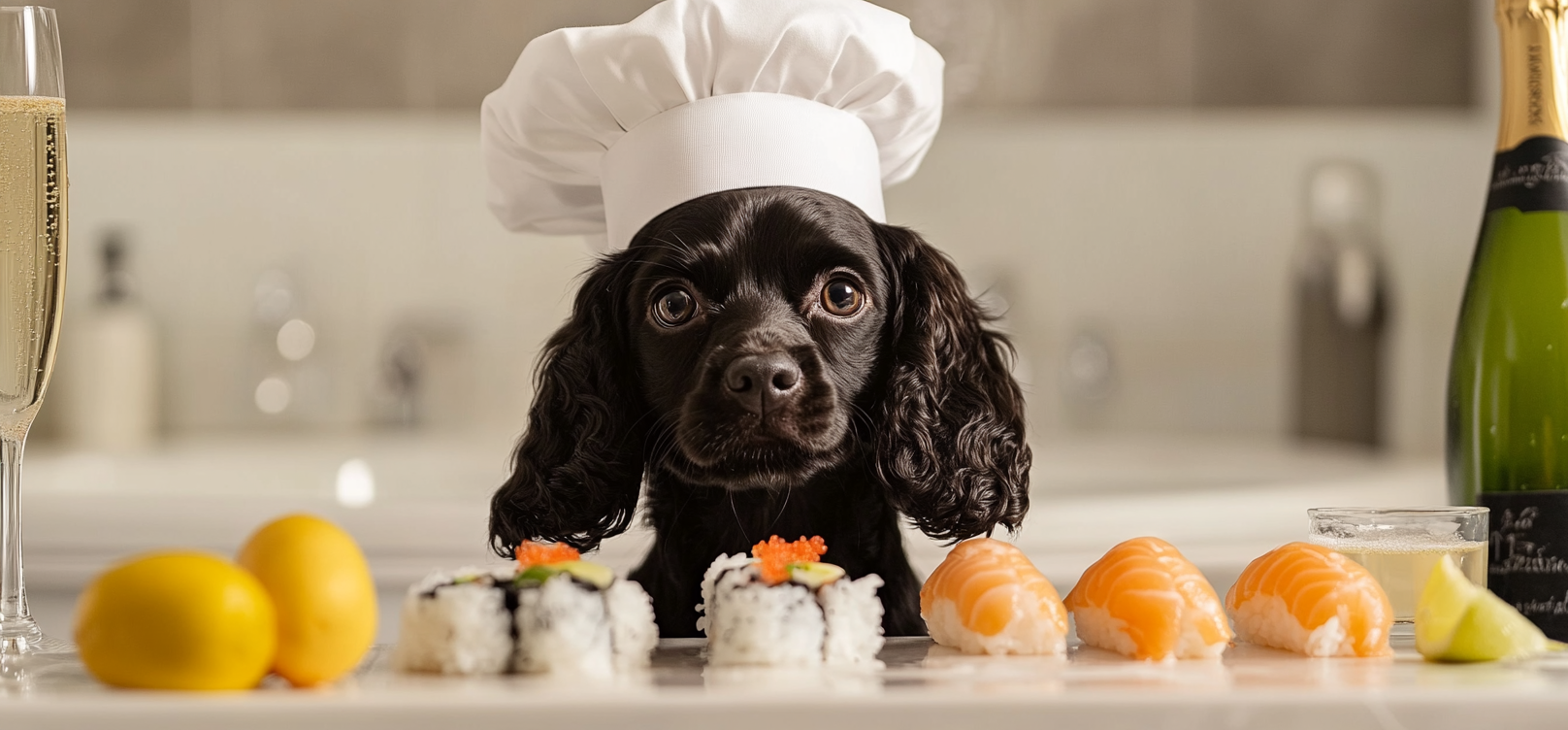 Sussex Spaniel Sushi & Champagne Dog Art